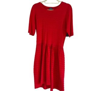 Gabby Skye Size Large Red Knit Dress Knee Length Short Sleeve New